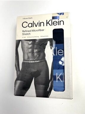 Calvin Klein 3 Pack Refined Microfiber Stretch Boxer Briefs Men Sz M Polyester